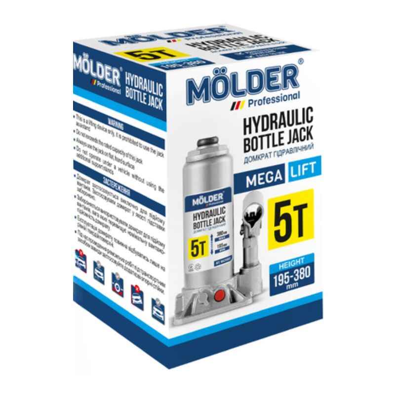 Домкрат гідравлічний підкатний 5т Molder 195-380мм для автомобіля в картонній упаковці (MA29050)