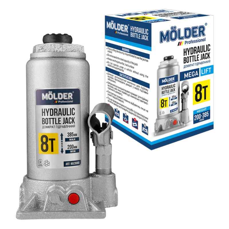 Домкрат гідравлічний підкатний 8т Molder 200-385мм для автомобіля в картонній упаковці (MA29080)
