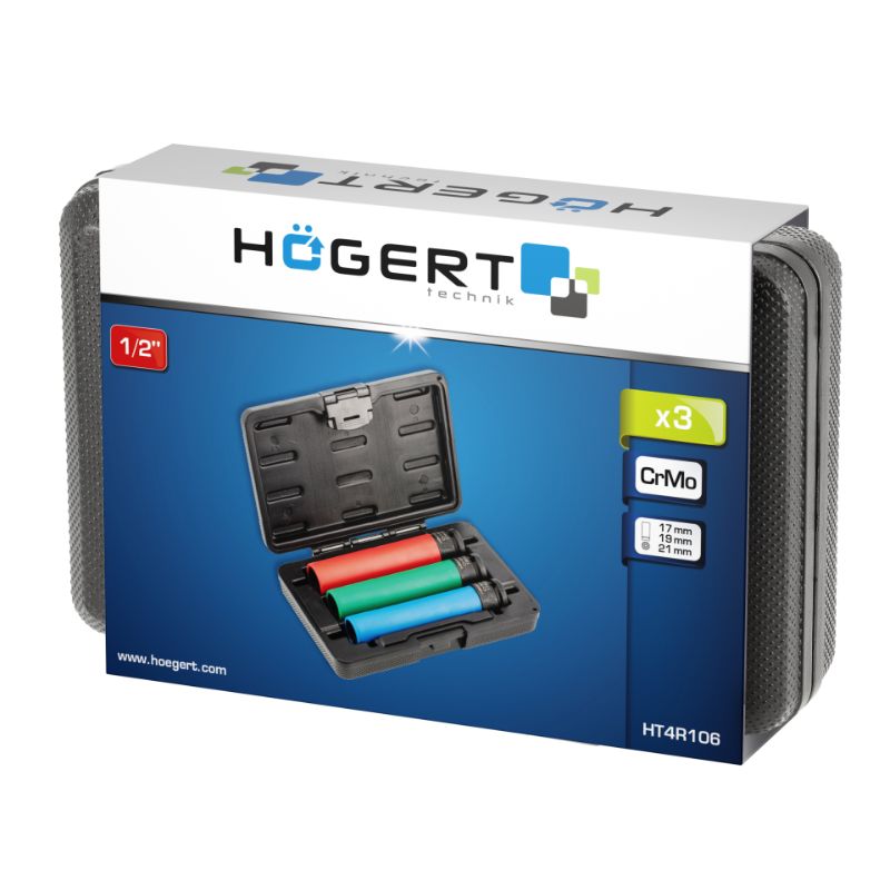 Набір довгих головок торцевих для легкосплавних дисків 3 шт Hogert (HT4R106)