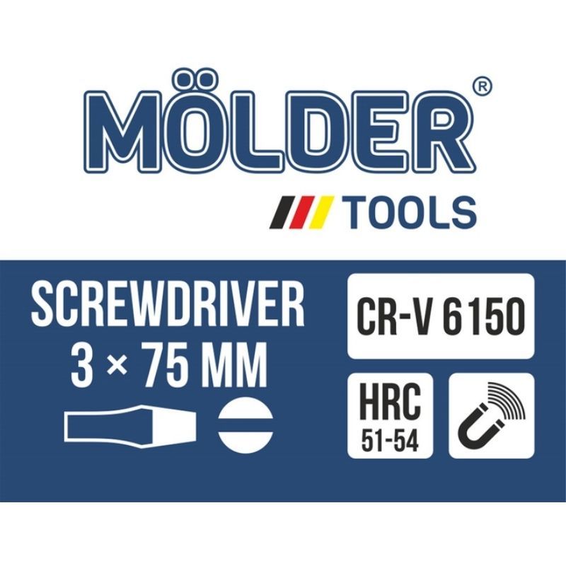 Отвертка шлицевая 3x75мм Molder (MT32001)