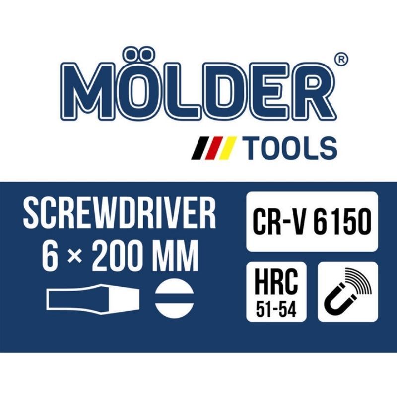 Отвертка шлицевая 6x200мм Molder (MT32011)