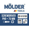 Отвертка крестовая  PH0x75mm Molder (MT32101)
