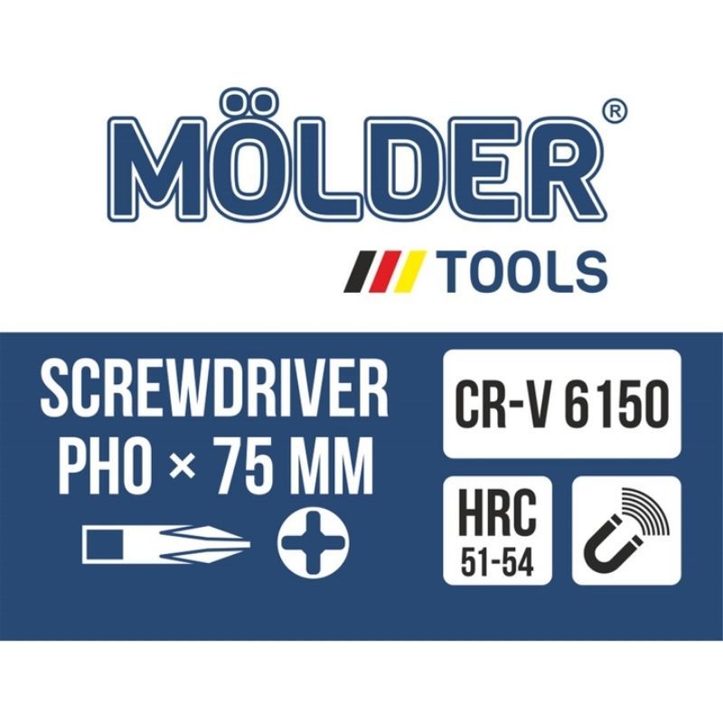 Отвертка крестовая  PH0x75mm Molder (MT32101)