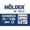 Отвертка крестовая PH1x75mm Molder (MT32104)