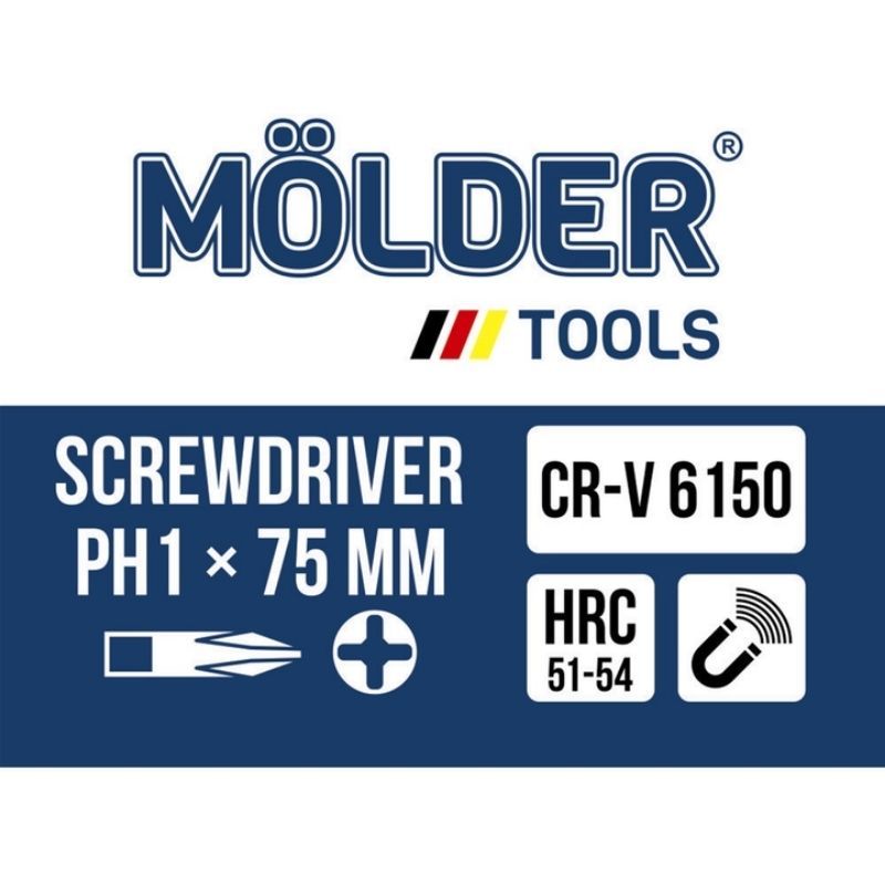Отвертка крестовая PH1x75mm Molder (MT32104)