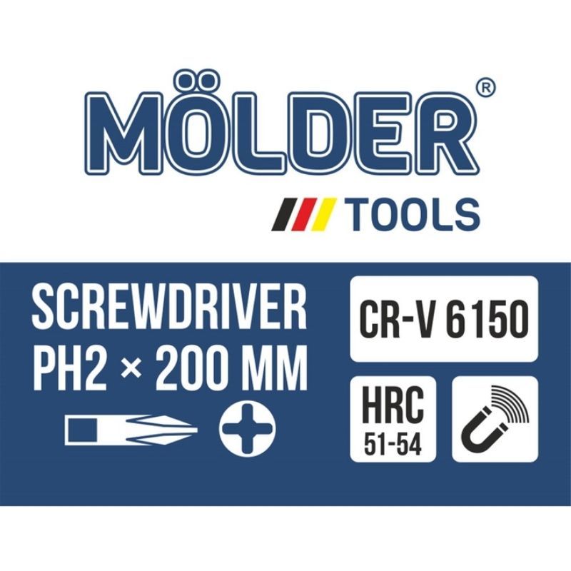 Отвертка крестовая  PH2x200мм Molder (MT32111)