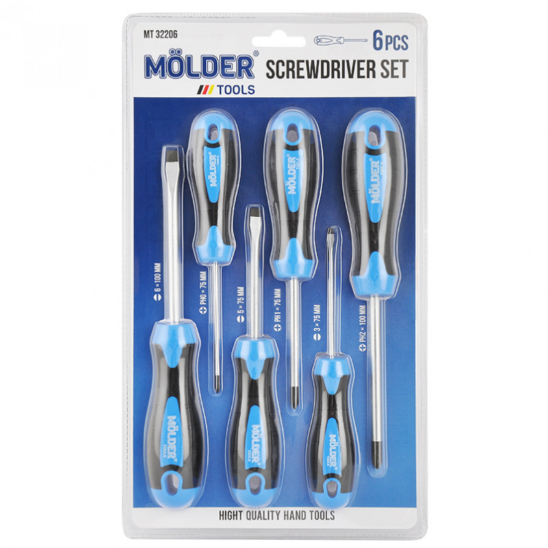 Набор отверток PH/SL Molder CrV 6150 6шт магнитный наконечник (MT32206)