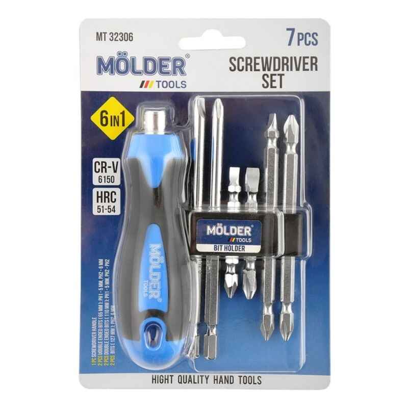 Отвертка с битами 6 в 1 127мм Molder CrV PH SL (MT32306)