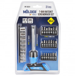 Викрутка Т-подібна реверсивна з бітами 31шт 54мм Molder CrV PH PZ SL Torx (MT32331)