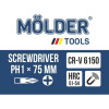 Отвертка шлицевая ударная с шестигранной опорой Molder SL5x75mm (MT33001)