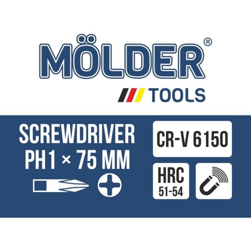 Отвертка шлицевая ударная с шестигранной опорой Molder SL5x75mm (MT33001)