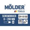 Отвертка ударная шлицевая с шестигранной опорой Molder SL8x200mm (MT33007)