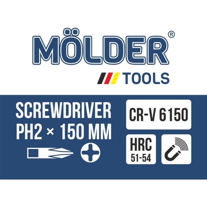 Отвертка крестовая ударная с шестигранной опорой Molder PH2x150mm (MT33105)