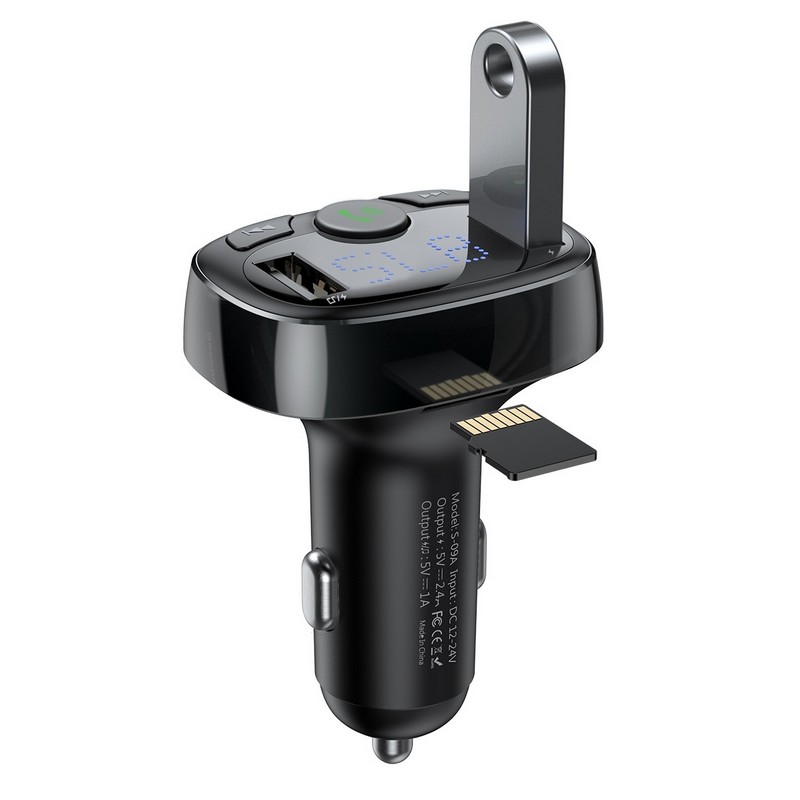 FM модулятор Bluetooth Fm трансмиттер для авто 2.4 A Baseus 2USB черный (CCTM-01)