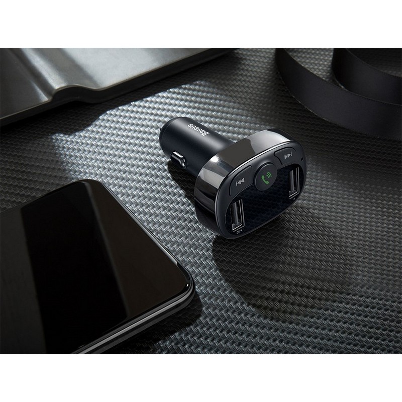 FM модулятор Bluetooth Fm трансмиттер для авто 2.4 A Baseus 2USB черный (CCTM-01)