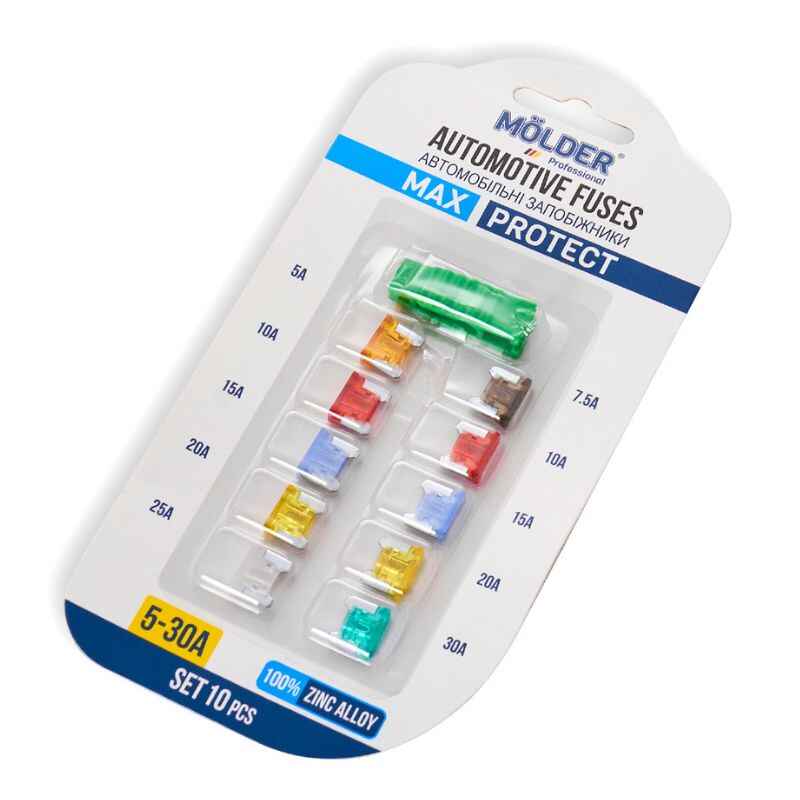 Набір запобіжників Molder "Mini Low Profile" (5А,7,5А,10А,15А,20А,25А,30А), 10шт (MA22400)