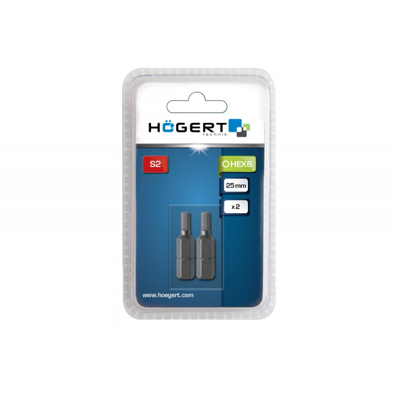 Биты HEX 6 25 мм 2 шт Hogert (HT1S346)