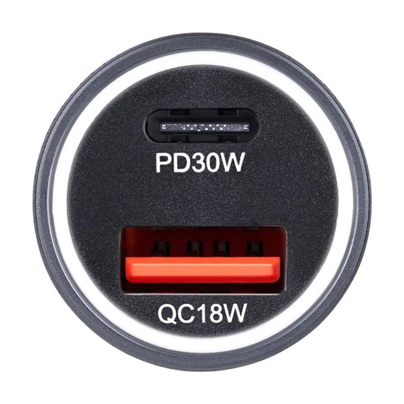 АЗУ 48W 1xUSB-C+1xUSB-A LED серый Brevia (60шт.) (46048GCUG)