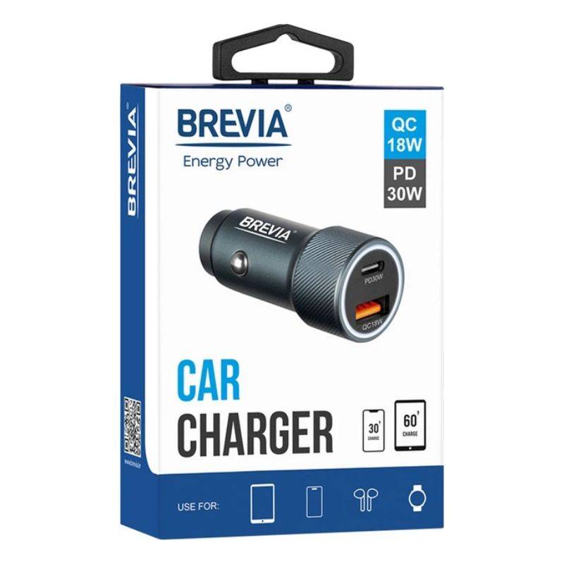 АЗУ 48W 1xUSB-C+1xUSB-A LED серый Brevia (60шт.) (46048GCUG)
