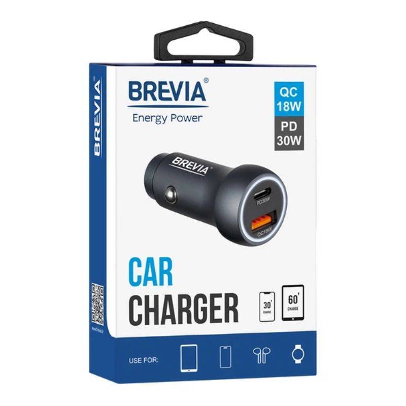 АЗУ 48W 1xUSB-C+1xUSB-A LED серый Brevia (60шт.) (46048SCUG)