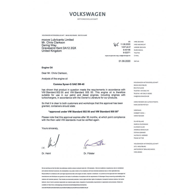 Моторна олива Comma SYNER-G 5W-40 API SN, CF; ACEA A3/B4 5л (SYN5L)