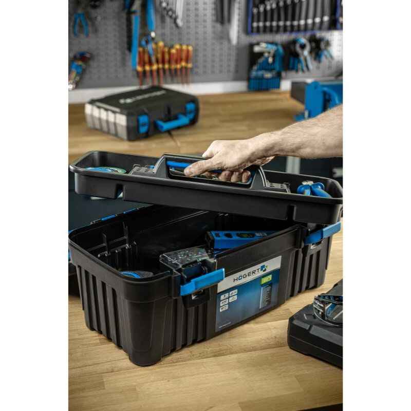 Кейс пластиковий для інструментів 18'' органайзер знімний металеві петлі Hogert (HT7G061)