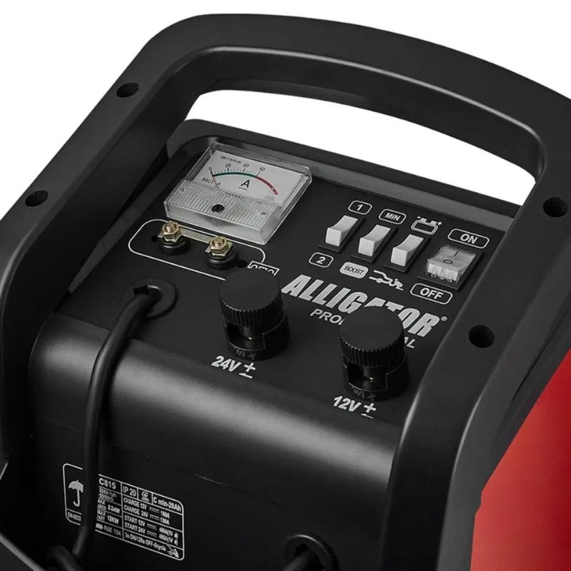 Пуско-зарядний пристрій ALLIGATOR 12/24В, 100A, START 480A, АКБ 20-1000 А/год, індикатор. шкала (AC815)