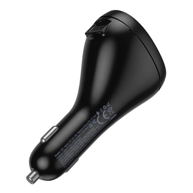 Автомобильное зарядное устройство Hoco Z61 17W 3.4А USB Type-C LED дисплей (Z61)