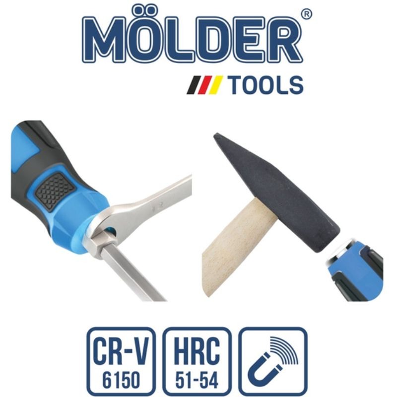 Набор ударных отверток PH/ SL Molder CrV 6150 6 шт с шестигранной опорой (MT33206)