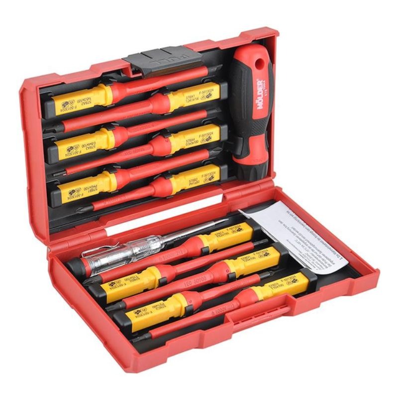 Набор отверток изолированных PH/PZ/SL/Torx Molder CrV 6150 VDE 1000 В с индикатором напряжения 13 шт (MT35213)