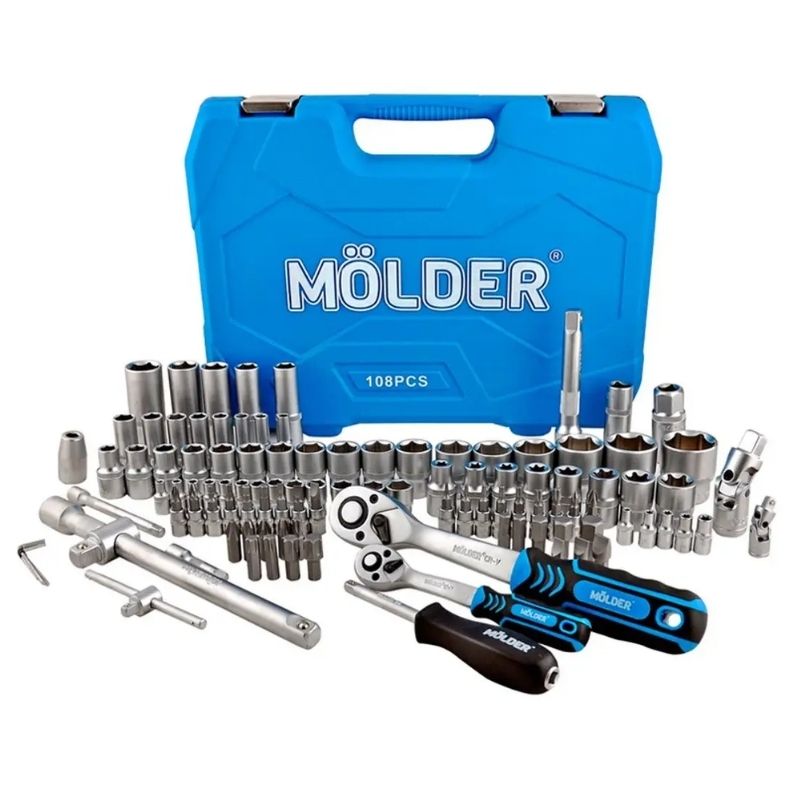 Набір інструментів 1/2″ 1/4″ 108шт 72T CrV Molder у кейсі (MT60108)