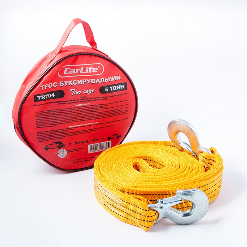 Трос буксирувальний 6т 5,5м CarlLife (TR704)