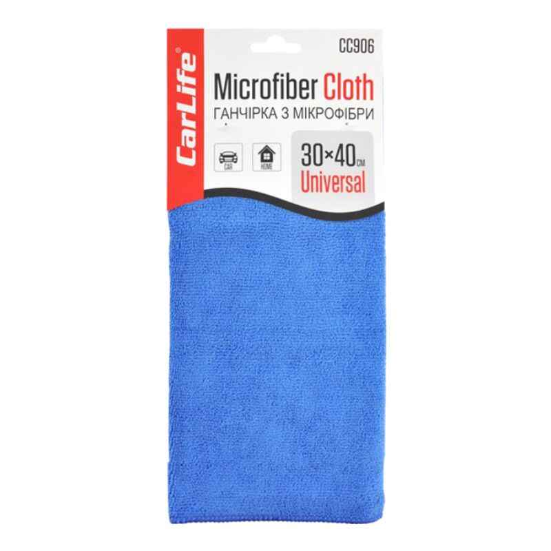 Серветка універсальна мікрофібра 30х40см CARLIFE синя 1шт (CC906)