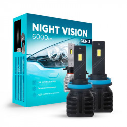 Світлодіодні лампи Н11 для авто Carlamp Night Vision Gen 3 Led автолампи 5500K 6000 Lm (NVG3H11)
