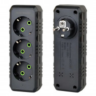 Мережевий трійник із заземленням F101 на 3 розетки 2500W, 10A (Чорний)