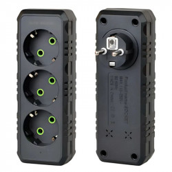 Мережевий трійник із заземленням F101 на 3 розетки 2500W, 10A (Чорний)