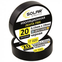 Ізолента Чорна 20м Solar (IT020)