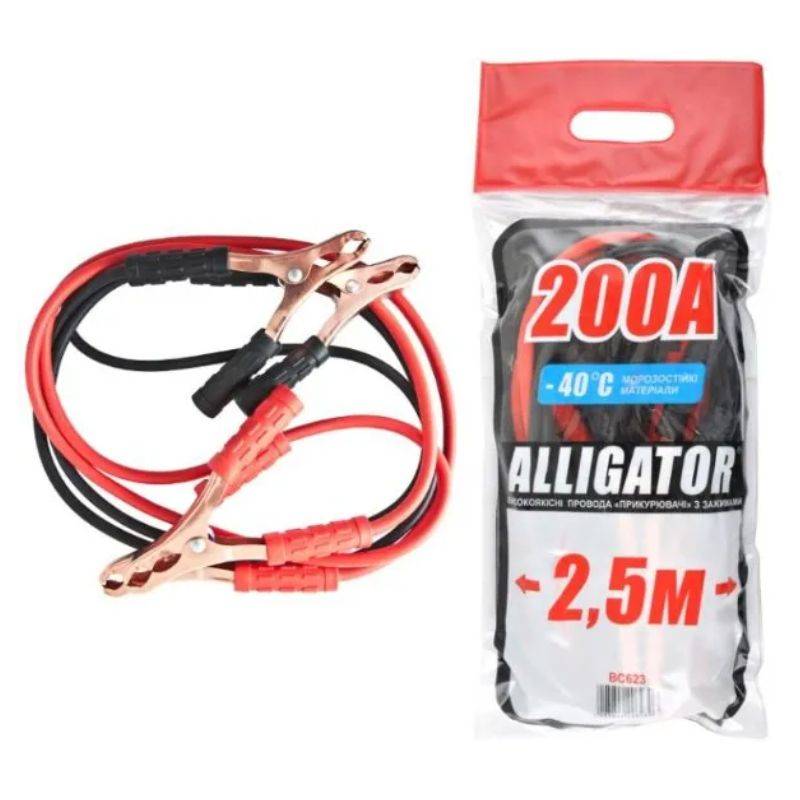 Пусковые провода 200A 2,5м Alligator в пакете (BC623)