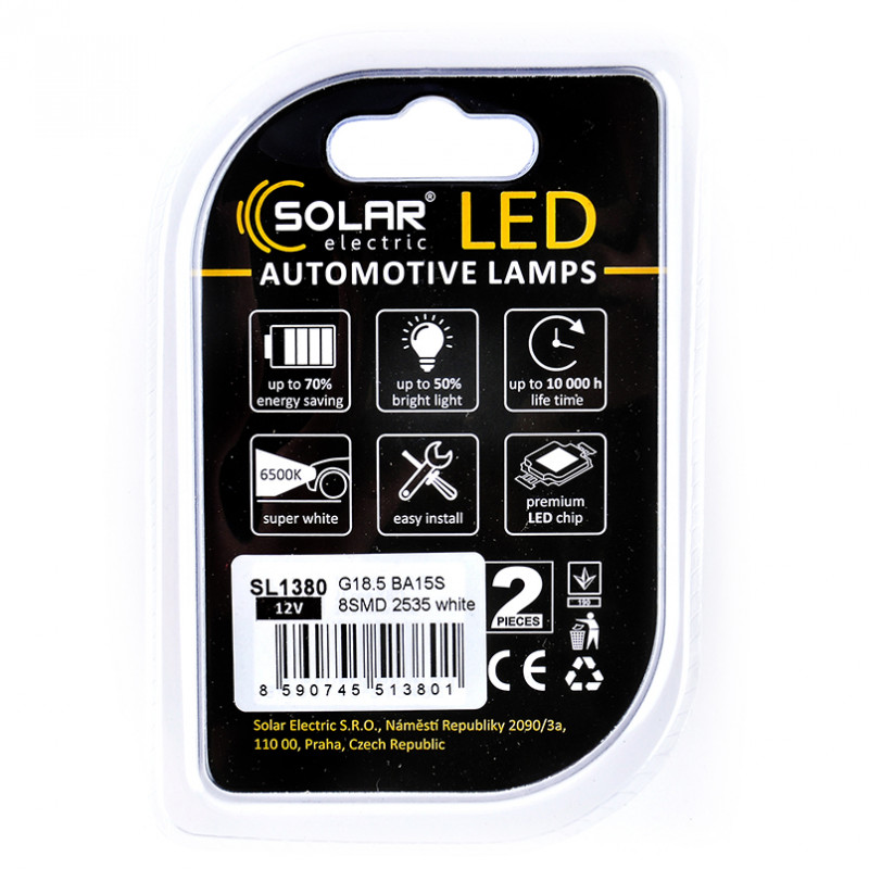 Лампи LED 12V P21W 8SMD 2535 Solar (2шт) (SL1380)