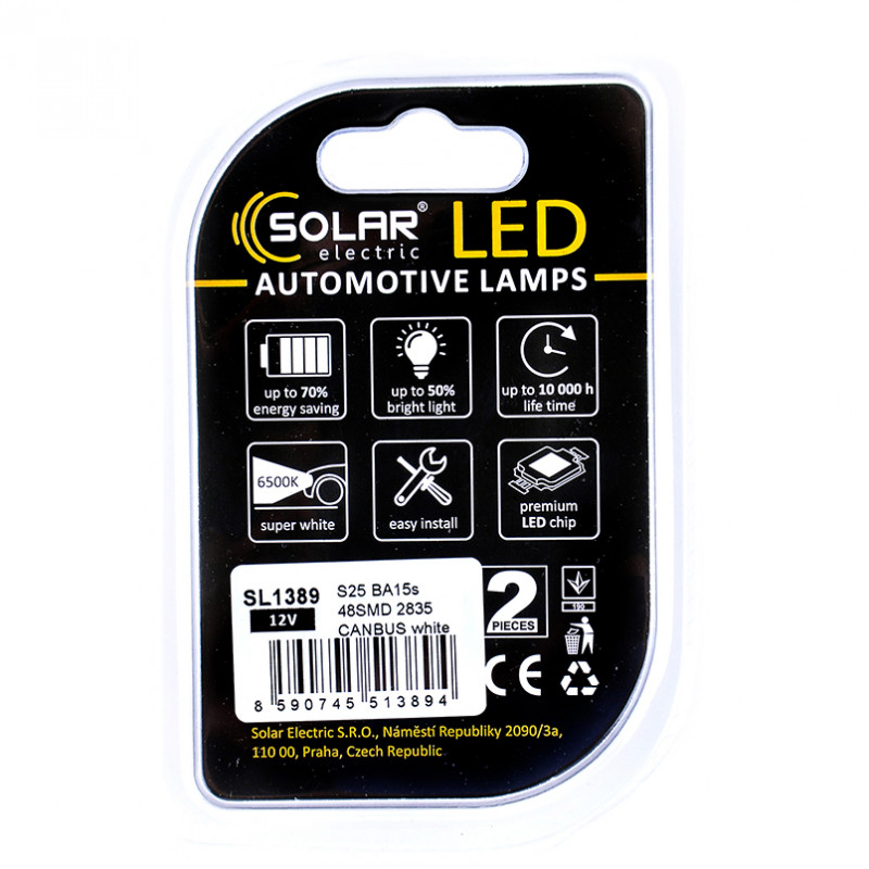 Лампи LED 12V P21W 48SMD 2835 CANBUS Solar (2шт) (SL1389)
