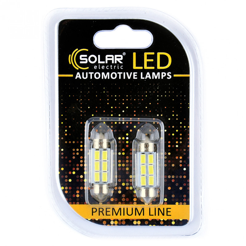 Лампи LED 12V T11x36 6SMD 5730 CANBUS (2шт) Solar (SL1360)