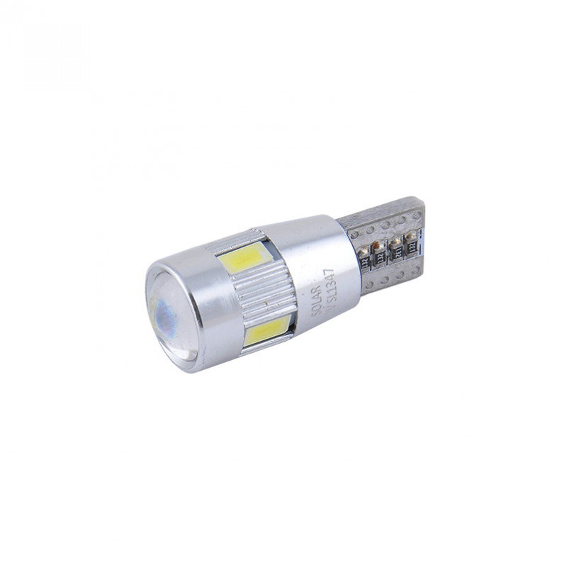 Лампи LED 12V T10 W2.1x9.5d 6SMD 5730 + лінза CANBUS Solar (SL1347)