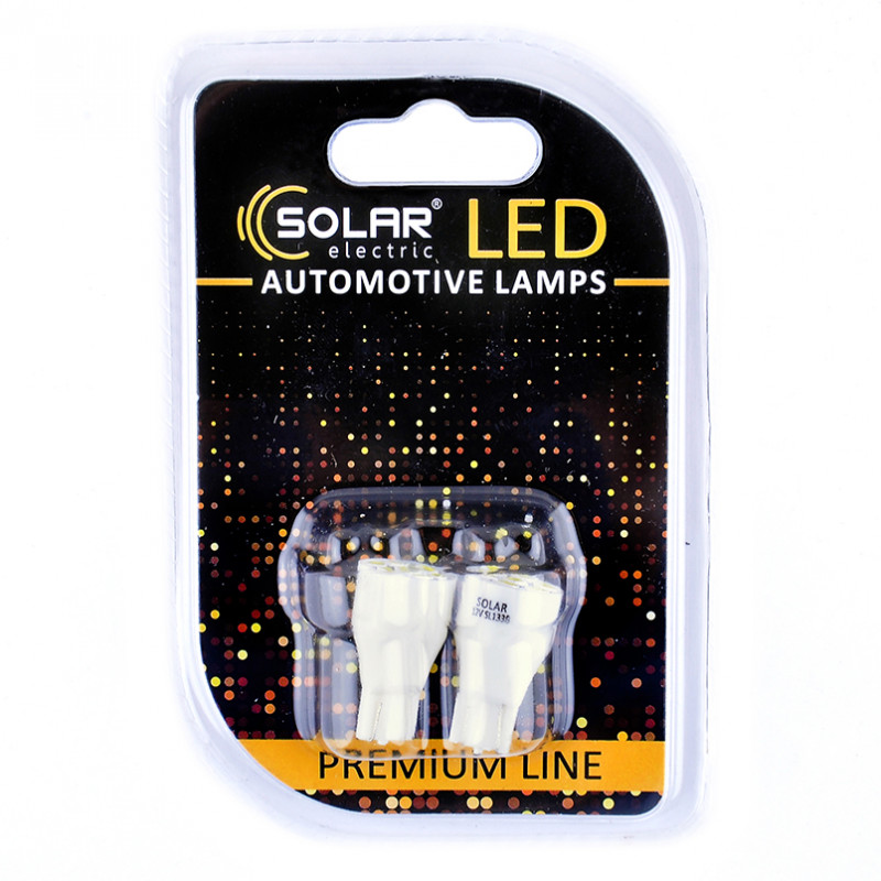 Лампы LED 12V T10 W2.1x9.5d 7SMD 2835 белые Solar (SL1338)