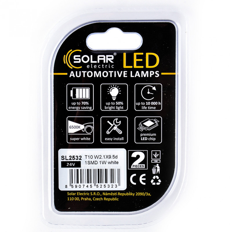 Лампи LED 24V T10 W2.1x9.5d 1SMD 1W Solar (SL2532)