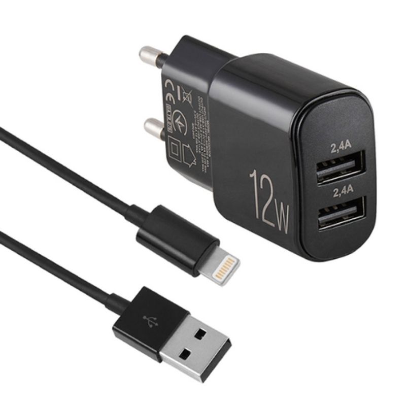 Зарядник BREVIA ePower 12W 2xUSB-A + Cable USB-A to Lightning 1м (45012DULB)