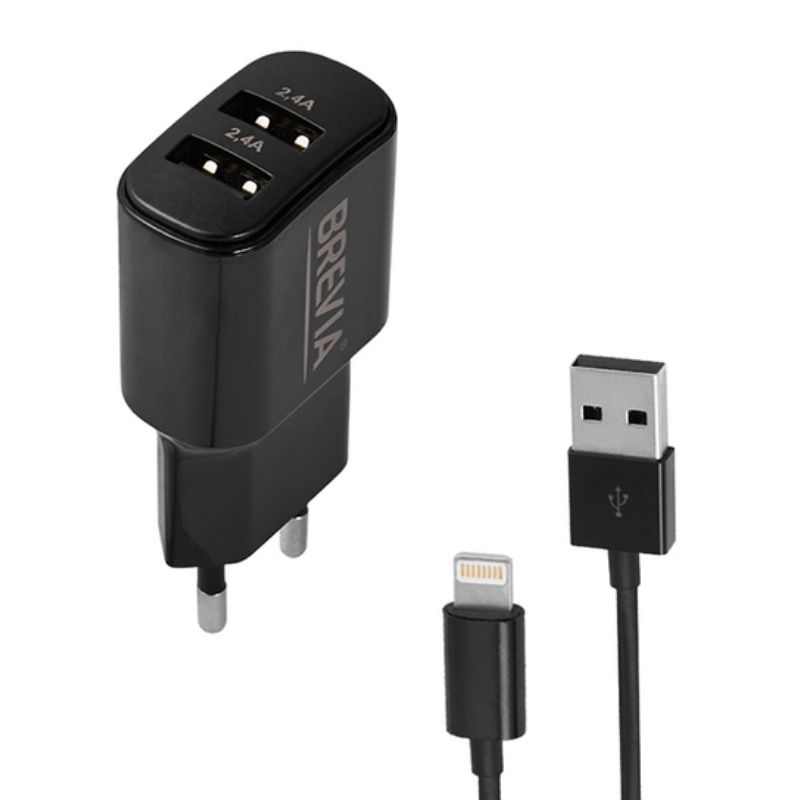 Зарядник BREVIA ePower 12W 2xUSB-A + Cable USB-A to Lightning 1м (45012DULB)