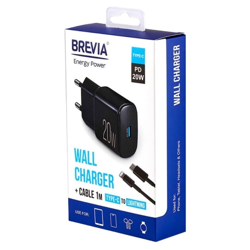 Зарядний пристрій BREVIA ePower PD20W з кабелем USB-C to Lightning 1м (45020CLB)