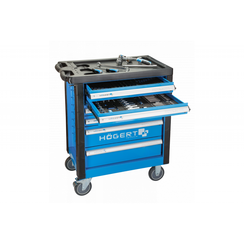 Візок інструментальний 6 ящиків Hogert посилений пластиковий верх (HT7G046)