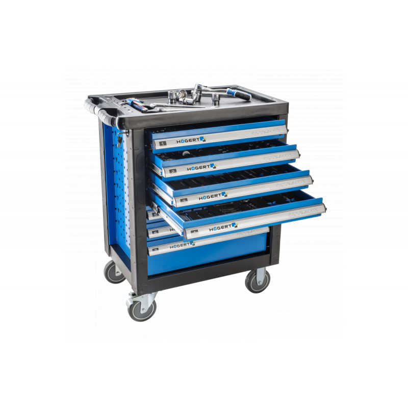 Візок інструментальний 7 ящиків Hogert зелений (HT7G047)
