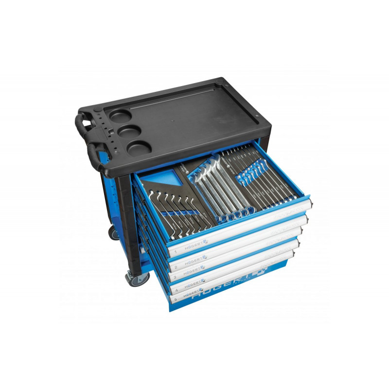 Тележка инструментальная 6 ящиков Hogert 214 инструментов (HT7G056)